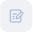Icon of a paper and pen in a gray box